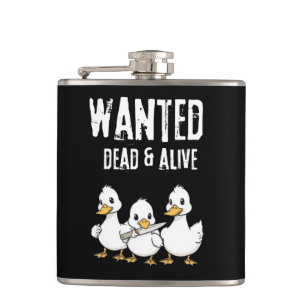 Gewollt Dead & Alive Funny Duck Cartoon Flachmann