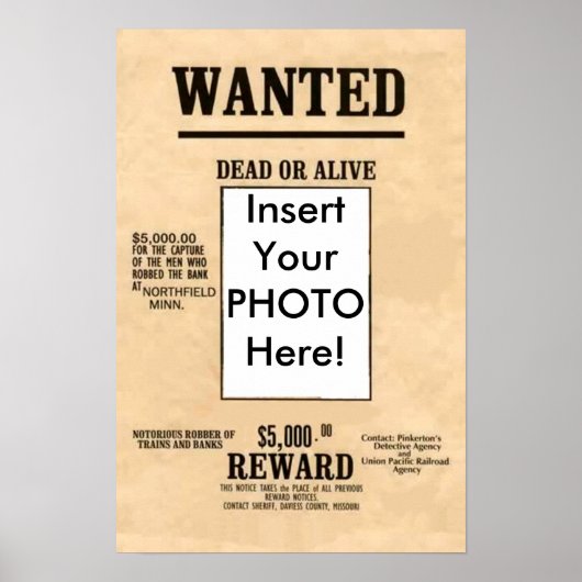 Gewollt Dead oder Alive Poster U kann Wörter änder (Vorne)