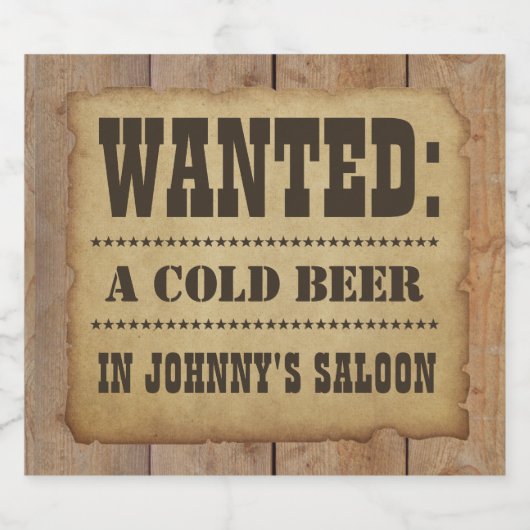 GEWOLLT: Ein kaltes Bier mit Ihrem Namen Bierflaschenetikett (Einzelnes Label)