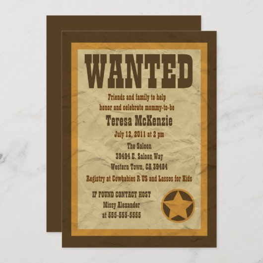 Gewollt Einladung zur Kinderdusche (Vorne/Hinten)