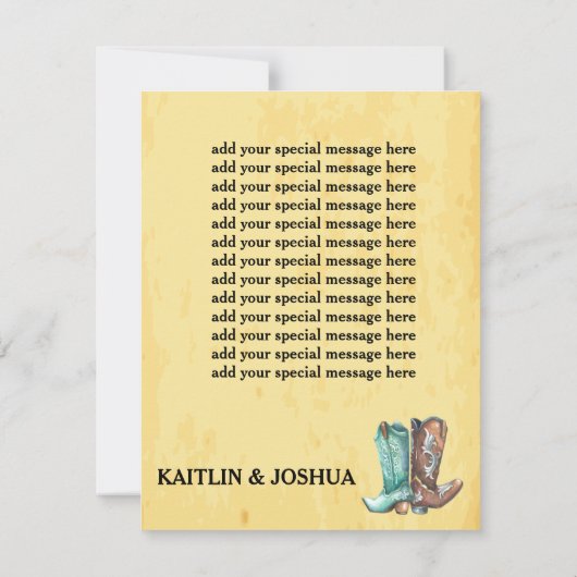 GEWOLLT Foto 🤠 Rustikale Western Hochzeit RSVP Karte (Rückseite)