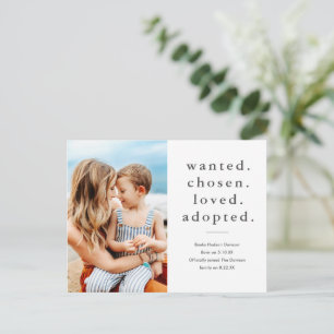 Gewollt Gewählt Geliebt Adoptiert Minimales Foto A Postkarte