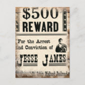 Gewollt Jesse James Postkarte (Vorderseite)