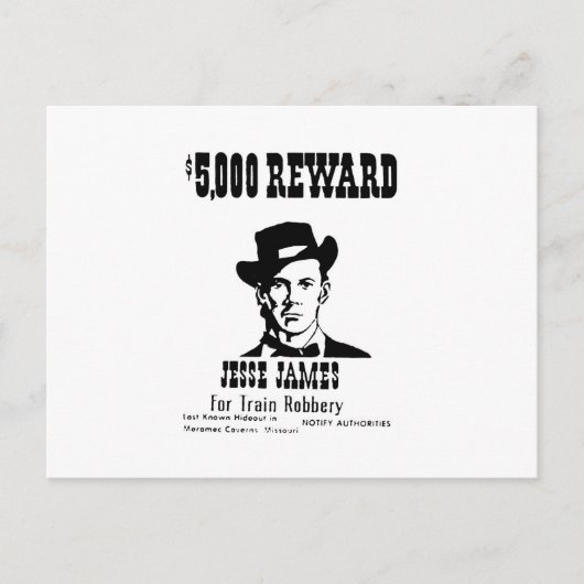 Gewollt Jesse James Postkarte (Vorderseite)