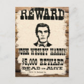 Gewollt John Wesley Hardin Postkarte (Vorderseite)