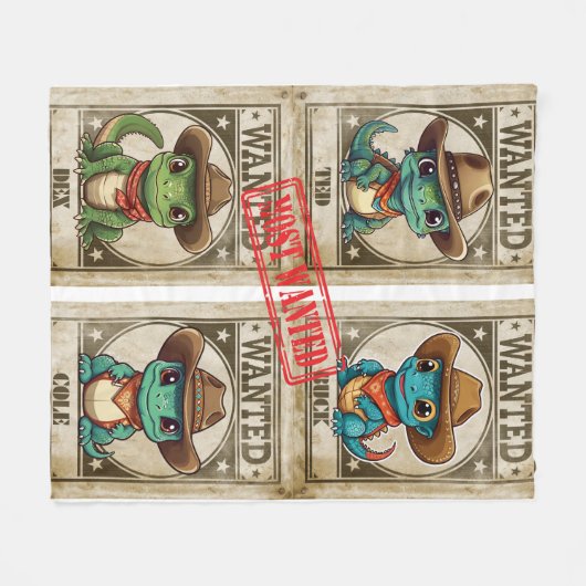 Gewollt Kawaii Iguana Fleecedecke (Vorderseite (Horizontal))