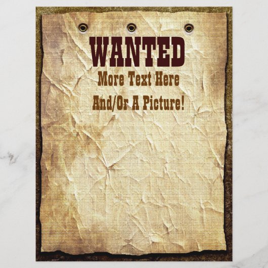 Gewollt Old West Theme Letterhead Stationierung (Vorderseite)