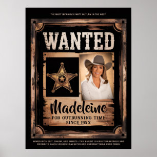 Gewollt Old Wild West Rustic Fun Party Willkommen Poster