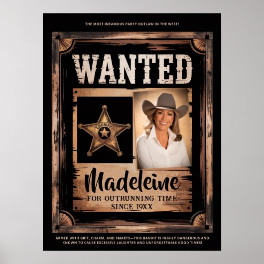Gewollt Old Wild West Rustic Fun Party Willkommen Poster (Vorne)