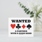 Gewollt Partner mit guter Hand (vier Card Anzug) Postkarte (Stehend Vorderseite)