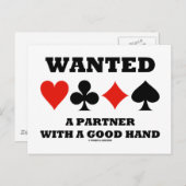 Gewollt Partner mit guter Hand (vier Card Anzug) Postkarte (Vorne/Hinten)
