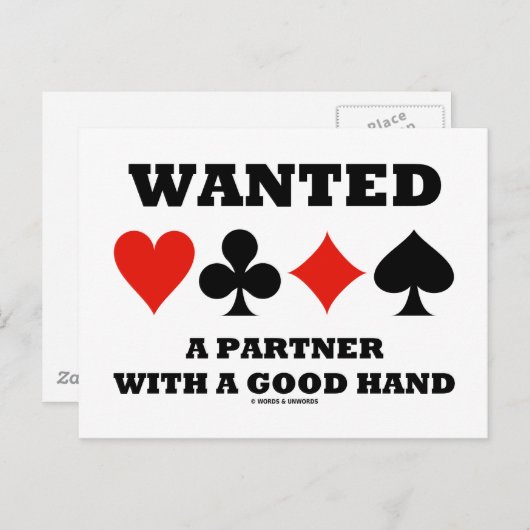 Gewollt Partner mit guter Hand (vier Card Anzug) Postkarte (Vorne/Hinten)