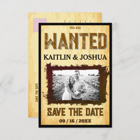 Gewollt Poster 💍 Altes Western Hochzeitsfest Foto Save The Date (Vorne/Hinten)