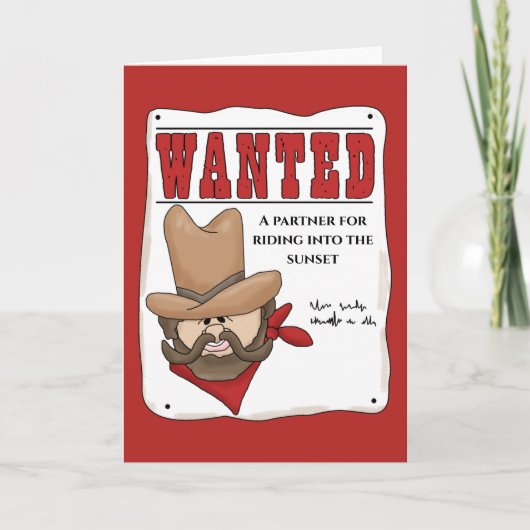Gewollt Poster Cowboy Grußkarte Karte (Vorderseite)