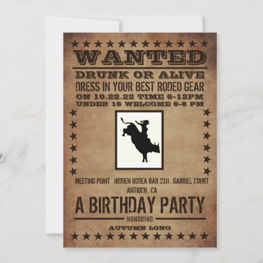 Gewollt Poster, klassischer Western Einladung zum (Vorderseite)
