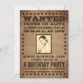 Gewollt Poster, klassischer Western Geburtstag Einladung (Vorderseite)