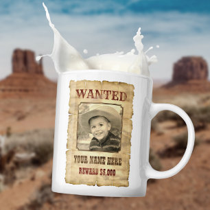 Gewollt Poster   Vintager Wildwestfoto-Meldebogen  Kaffeetasse
