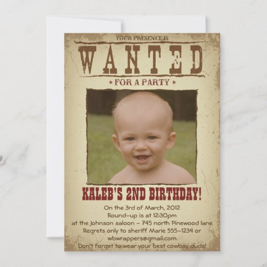 GEWOLLT POSTER-Western Themenbereiche Party Einlad Einladung (Vorderseite)