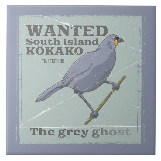 Gewollt Südinsel Kokako Fliese (Vorderseite)