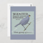 Gewollt Südinsel Kokako Postkarte (Vorne/Hinten)