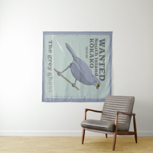 Gewollt Südinsel Kokako Wandteppich (Beispiel (Horizontal))