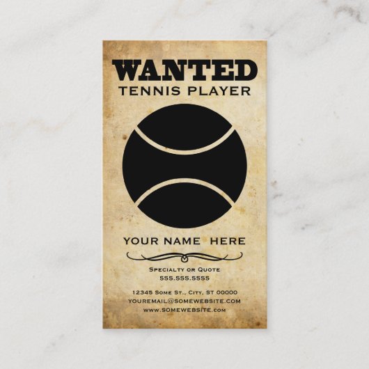 gewollt: Tennisspieler Visitenkarte (Vorderseite)