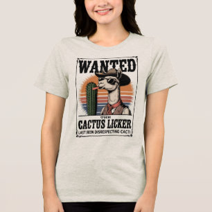 Gewollt: The Cactus Licker - Funny Cowboy Llama Tri-Blend Shirt