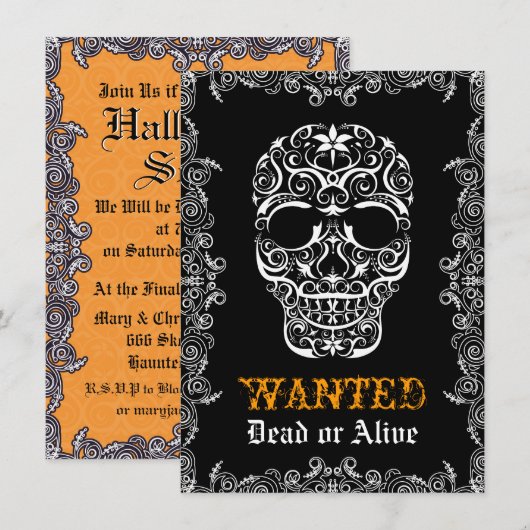 Gewollt Tote oder Live-Halloween-Öllöwe Einladung (Vorne/Hinten)