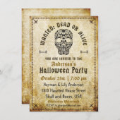 Gewollt Tote oder Live-Halloween-Öllöwe Einladung (Vorne/Hinten)