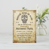 Gewollt Tote oder Live-Halloween-Öllöwe Einladung (Stehend Vorderseite)