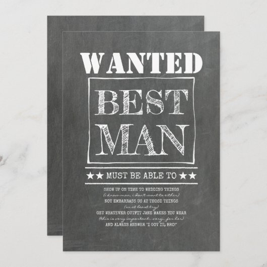 Gewollt Trauzeuge Trauzeuge Funny Vorschlag (Vorne/Hinten)