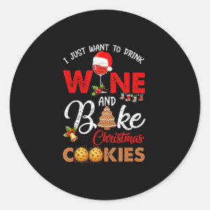 Gewollt, um Wein zu trinken Weihnachten kochen Ges Runder Aufkleber