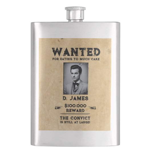 Gewollt Western zur Belohnung von Vintagen Spaß Flachmann (Vorderseite)