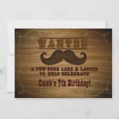 Gewollt Wild Western Cowboy Mustache Einladung (Vorderseite)