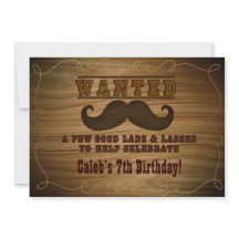 Gewollt Wild Western Cowboy Mustache Einladung
