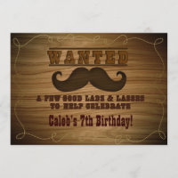 Gewollt Wild Western Cowboy Mustache Einladung