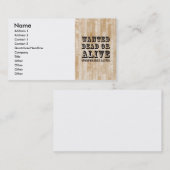 Gewollte Tote oder lebendig Visitenkarte (Vorne/Hinten)