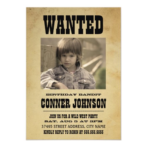 Wanted Vintage Birthday Party Invitation Einladung Meine Einladungskarten De
