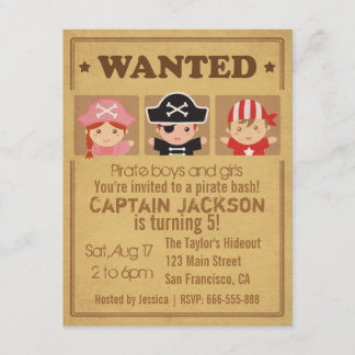 Gewolltes Vintages Plakat kapert Jungen und Einladung