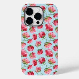 Geworfene Karmesinrote Aquarellblumen Punkte Case-Mate iPhone 14 Pro Hülle
