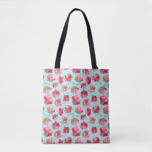 Geworfene Karmesinrote Aquarellblumen Punkte Tasche