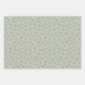 Geworfene Wasserfarb-Flamingos auf Hellgrün Geschenkpapier Set (Vorderseite 2)