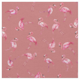 Geworfene Wasserfarb-Flamingos auf verblasstem Rot Stoff