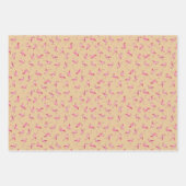 Geworfene Wasserfarben-Flamingos auf Hellorange Geschenkpapier Set (Vorderseite 3)