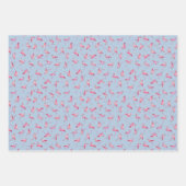 Geworfene Wasserfarbenflamingos auf Hellblau Geschenkpapier Set (Vorderseite 2)