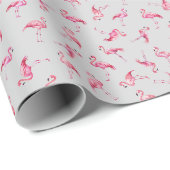 Geworfene Wasserfarbenflamingos auf Hellgrau Geschenkpapier (Rolleneckpunkt)