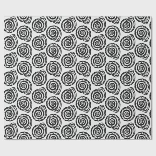Gewundener Seashell-Block-Druck, Schwarzweiss Geschenkpapier (Flach)