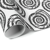 Gewundener Seashell-Block-Druck, Schwarzweiss Geschenkpapier (Rolleneckpunkt)