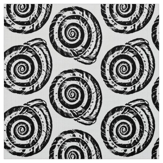 Gewundener Seashell-Block-Druck, Schwarzweiss Stoff (Muster)
