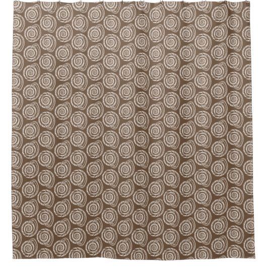 Gewundener Seashell-Block-Druck, Taupe TAN und Duschvorhang (Vorderseite)